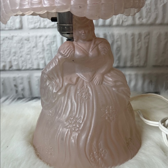 Vintage Pink Glass Lady Table Lamp - Picture 2 of 4